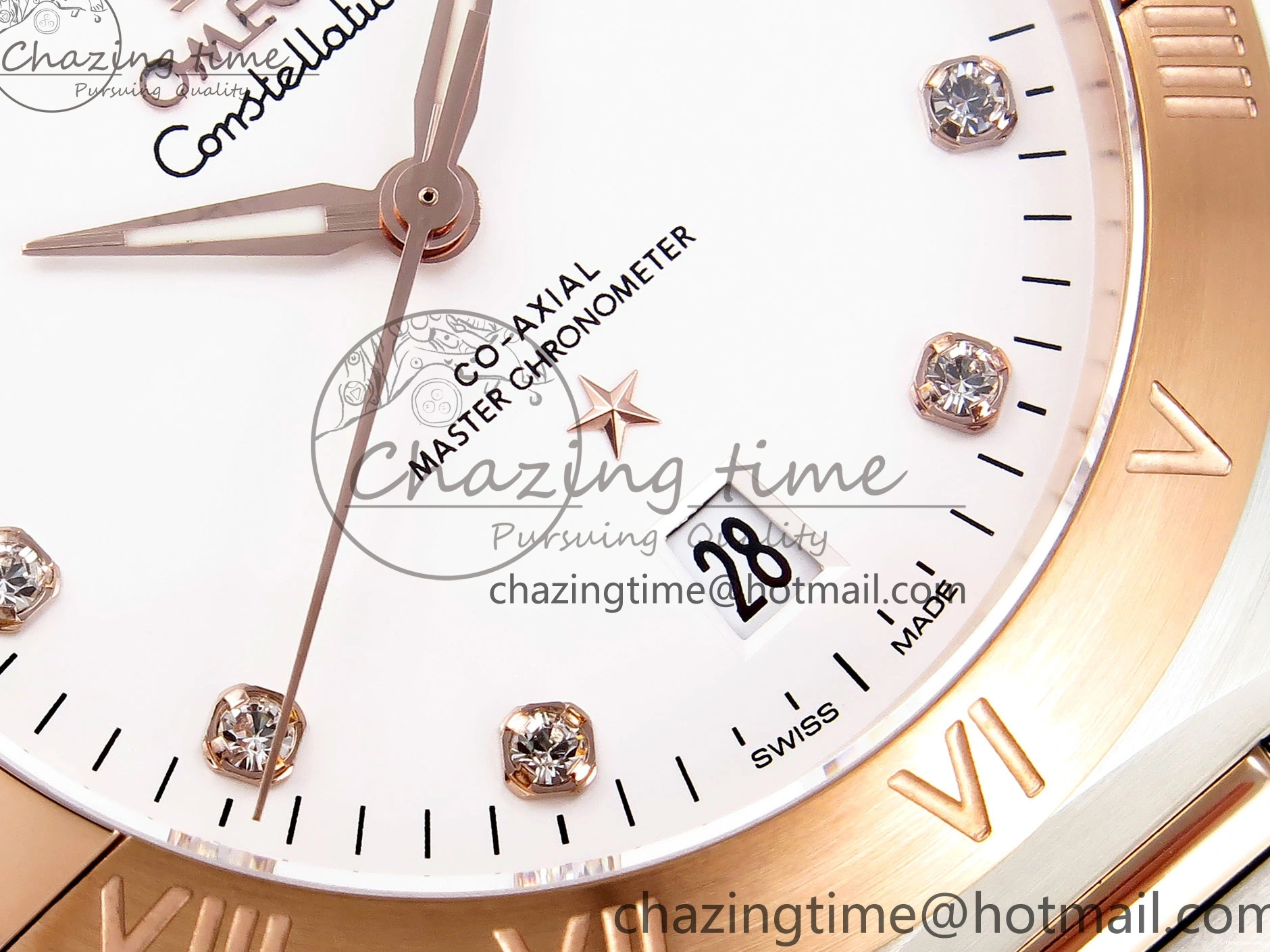 0414 Constellation 39mm SS RG ASWF 1:1 Best Edition White Diamonds Dial on SS RG Bracelet A Minimalist 7772